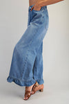 Mineral Washed Ruffle Hem Jeans