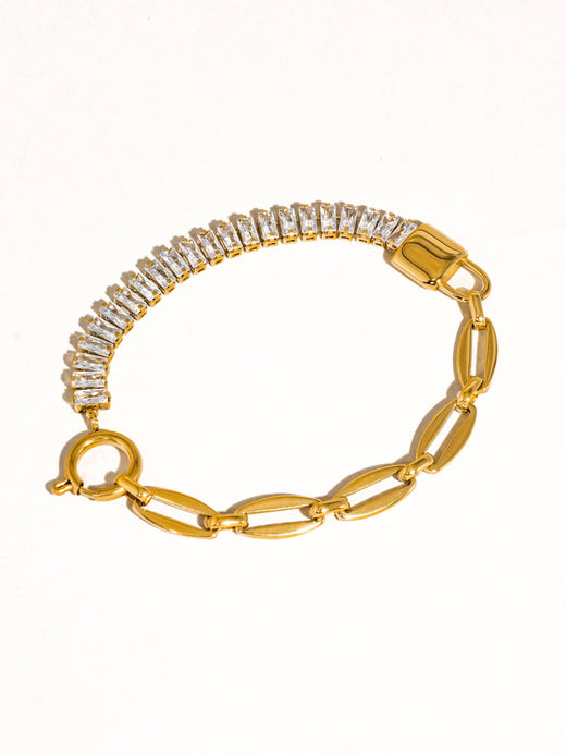 Benson 18K Gold Rhinestone Chain Bracelet