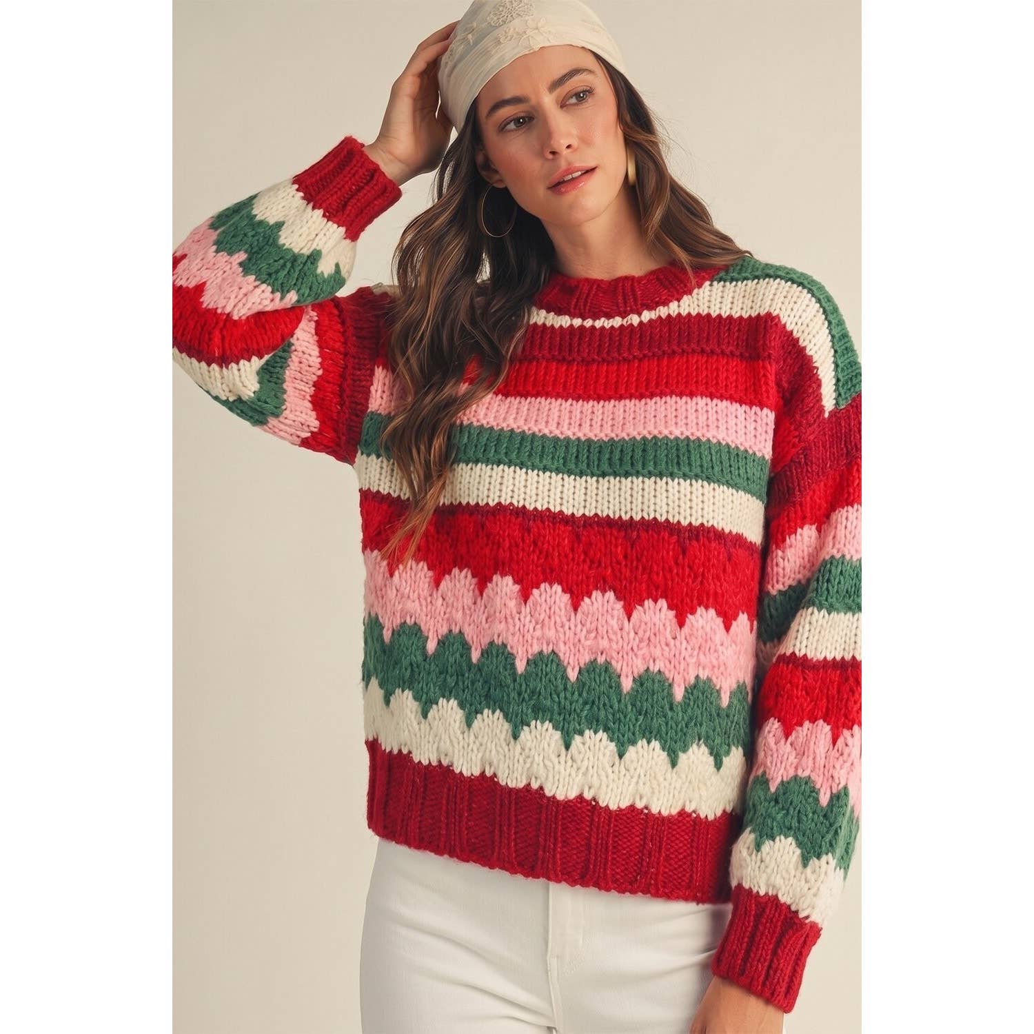 Striped Chunky Knit Sweater