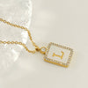 Rhinestone Shell Initial Charm Necklace