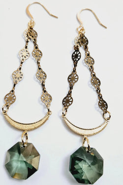 Verdier Sage Crystal Drop Earrings