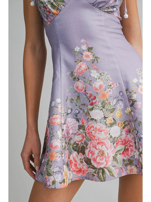 Lavender Satin Mini Flare Dress