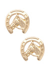 Horseshoe Horsey Stud Earrings in Shiny Gold