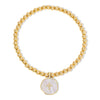 Cross Accented Shell Charm Stretch Bracelet