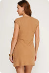 Wrap Sleeveless Textured Knit Mini Dress