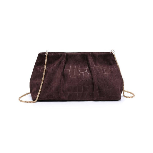 Elva Croc Embossed Faux Suede Clutch