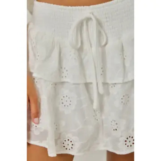 Floral Eyelet Lace Tiered Skort