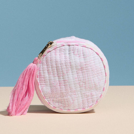 Quilted Round Coin Pouch with Tassel