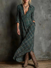 Women Long Sleeve Plaid Shirt Dress