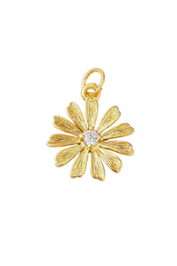 Gold Flower with Rhinestone Center Charm