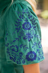 Floral Embroidered Button Down