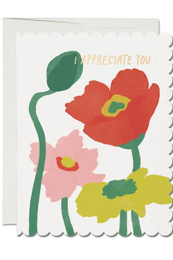 Scalloped Poppy Thank You Card