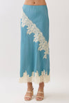 Midi Skirt with Eyelash Lace Trim Detail