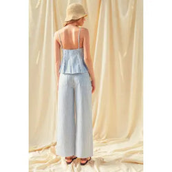 Striped stretch pocket front pants