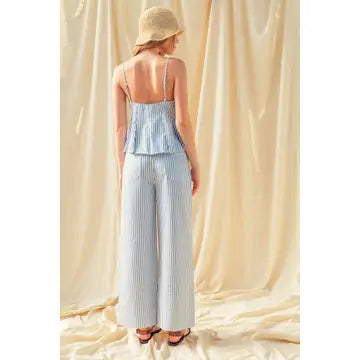 Striped stretch pocket front pants