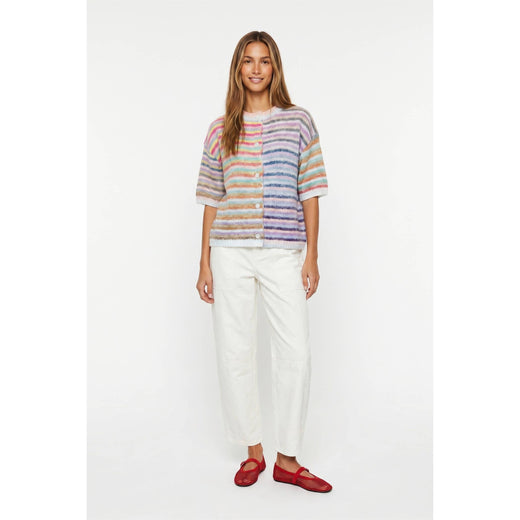 Rainbow Stripe Button Cardigan