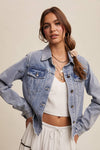 Ruffled Hem Denim Jacket