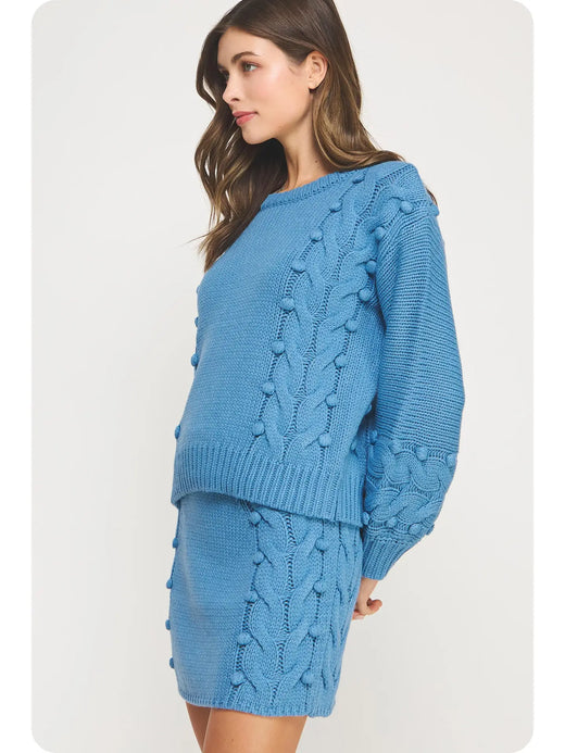 Pom-Pom Cable Knit Sweater