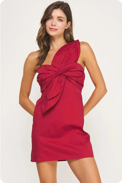 Knotted Flower Bow Mini Dress