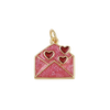 Gold Glitter Heart Mail Charm
