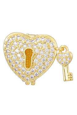 Slider Gold Heart Lock Charm