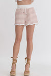 Striped Scalloped Knit Short