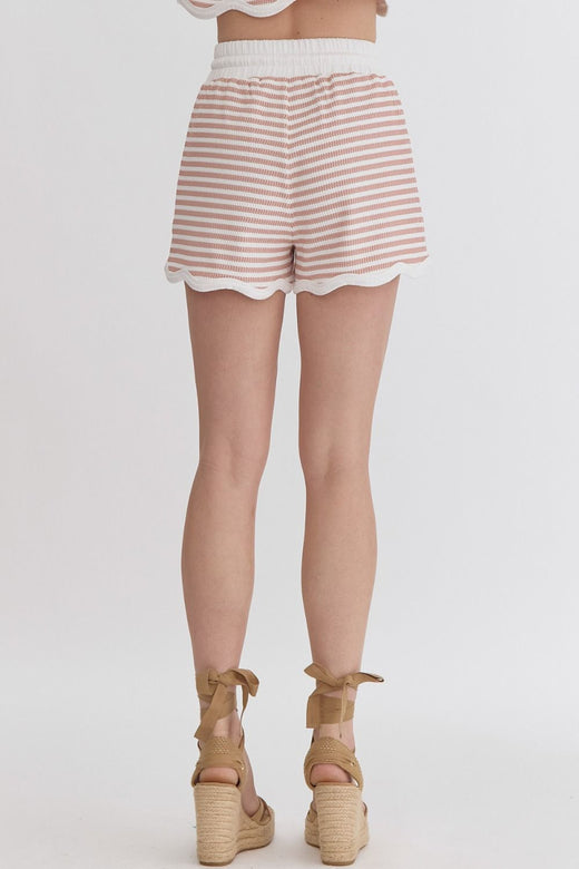 Striped Scalloped Knit Short