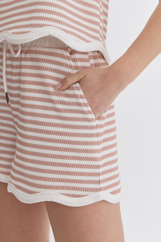 Striped Scalloped Knit Short