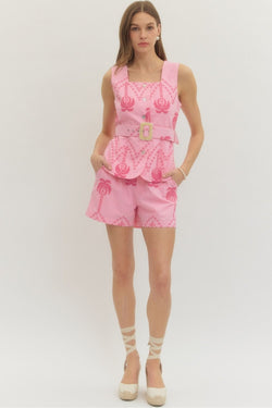 Embroidered Palm Short