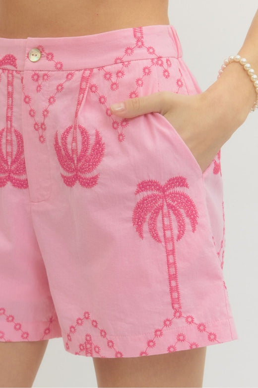 Embroidered Palm Short