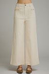 Horse Bit Detail Solid Wide Leg Pants