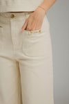 Horse Bit Detail Solid Wide Leg Pants