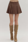 Faux Leather Pleated Skirt