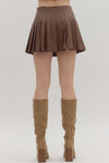 Faux Leather Pleated Skirt