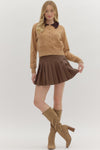 Faux Leather Pleated Skirt