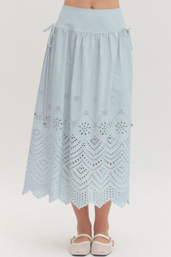 Eyelet Midi Skirt