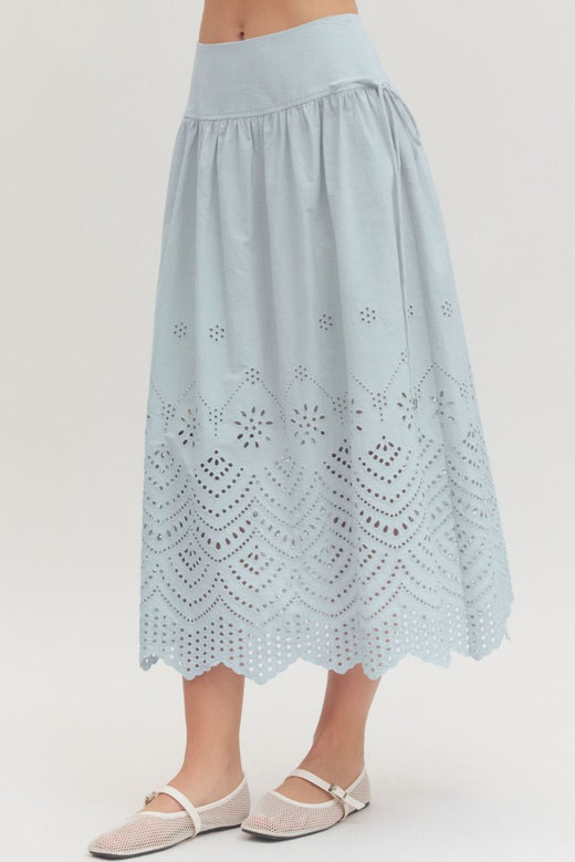 Eyelet Midi Skirt