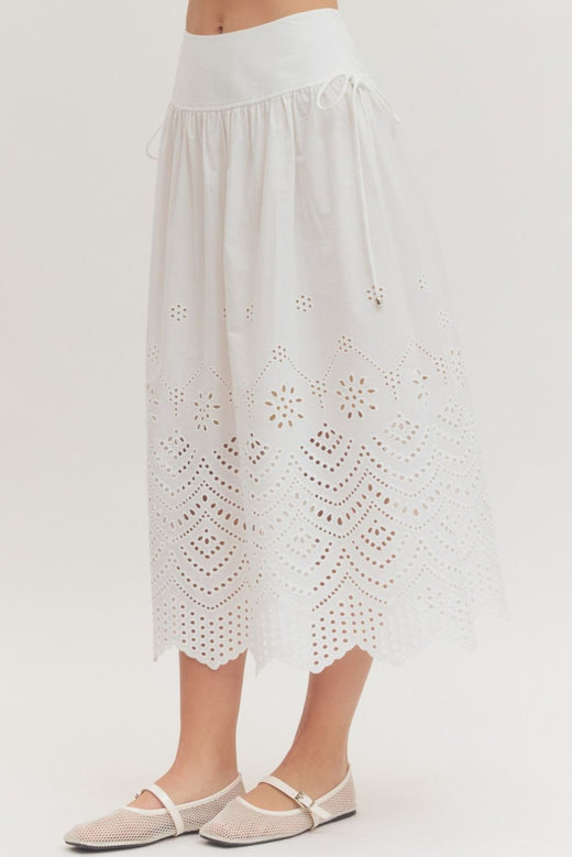 Eyelet Midi Skirt