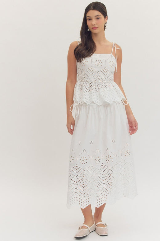 Eyelet Midi Skirt