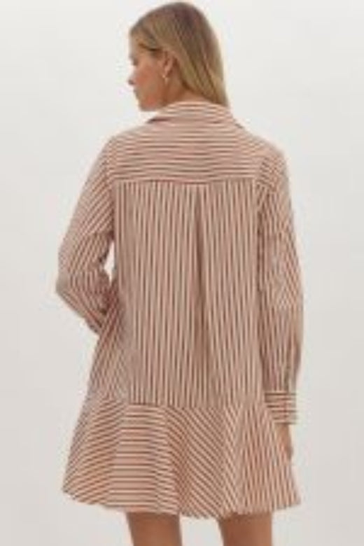 Burgundy Stripe Shirt Dress