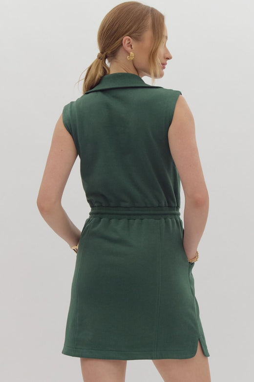 Hunter Green Zip Dress