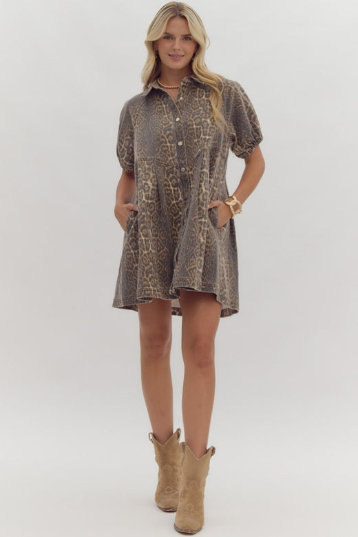 Cheetah Denim Dress