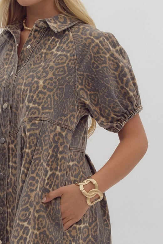 Cheetah Denim Dress