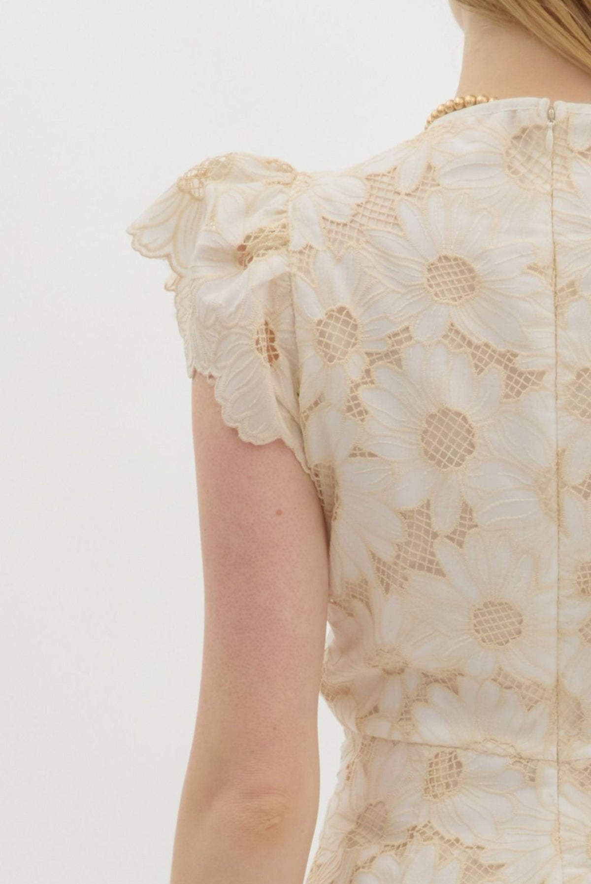 Eyelet Flutter Sleeve Dress