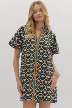 Floral High Neck Dress