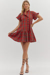 Plaid Ruffle Hem Mini Dress