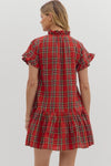 Plaid Ruffle Hem Mini Dress
