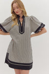 Striped Lantern Sleeve Dress