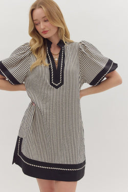 Striped Lantern Sleeve Dress