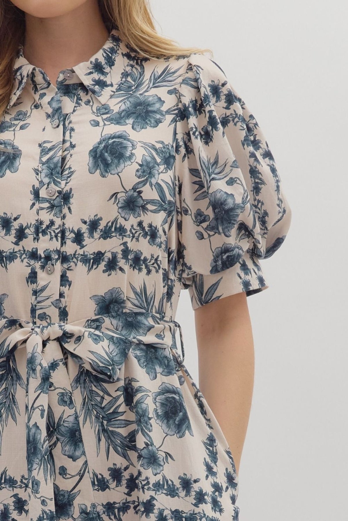 Blue Floral Midi Dress